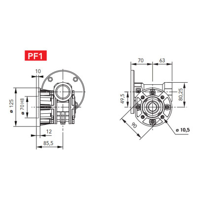 05F - D=125/90/70mm - b=85,5mm - Felfogató perem
