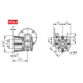 05FA - D=125/90/70mm - b=115mm - Felfogató perem