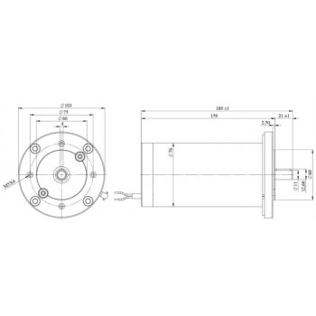 DC Motor 12V DC 190W IEC 63B14, Teng. d=11mm 14001/min. 1,5A 0,6Nm Mmax.1,8Nm 