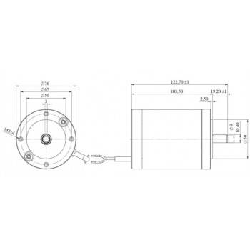 DC Motor 12V DC 90W IEC 56B14, Teng. d=9mm 14001/min. 1,3A 0,3Nm Mmax.0,9Nm IP20